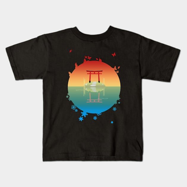 Shrine on the lake Kids T-Shirt by AngoldArts
